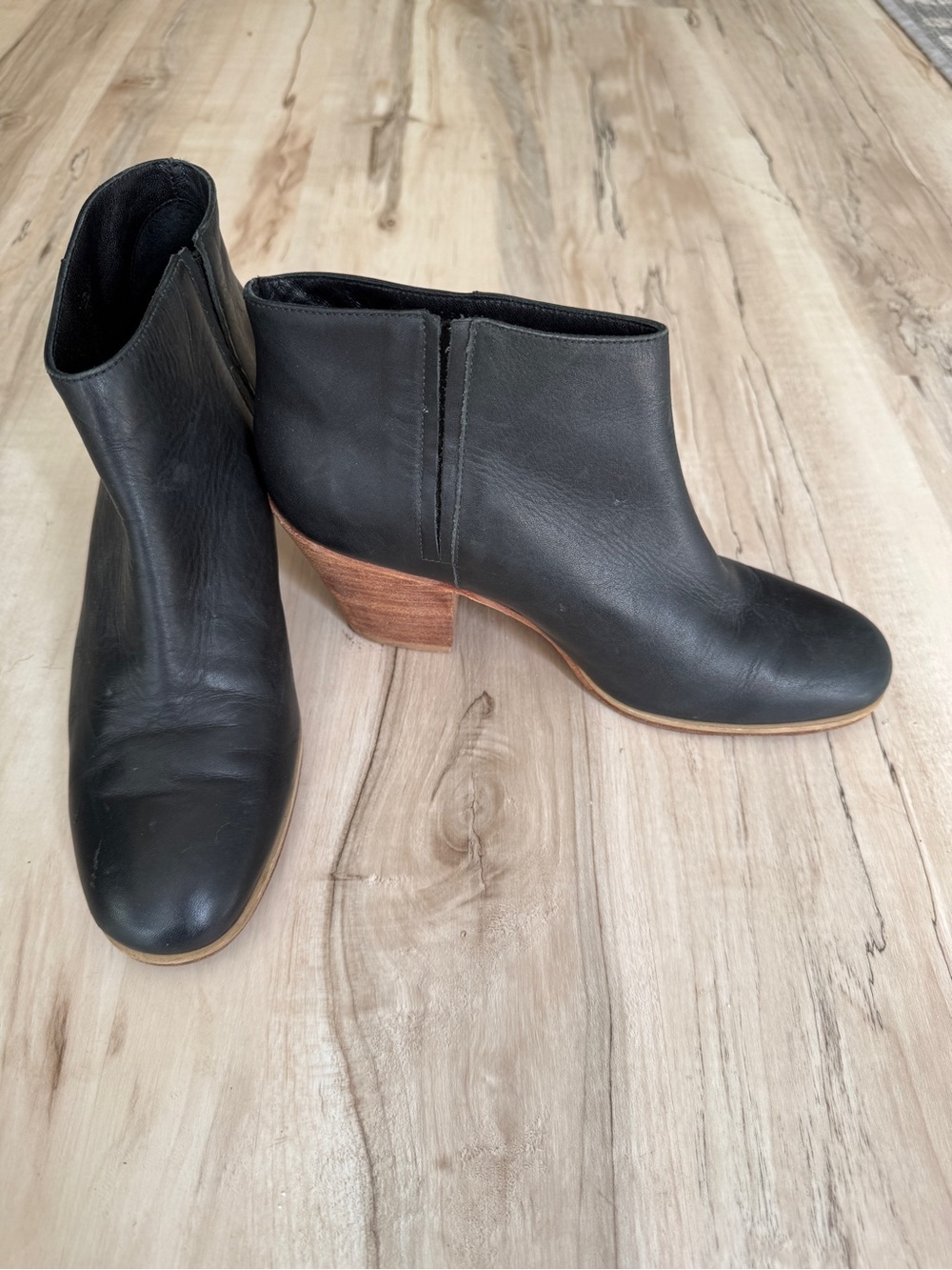 Rachel Comey Mars Ankle Booties- Black leather with Stacked Wood Heel - 9 - GUC - Picture 3 of 11